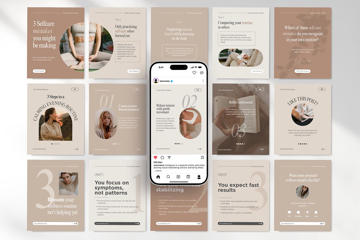 Wellness Coach Canva Template Bundle, a Social Media Template by DigiPax (Photo 7 of 15)