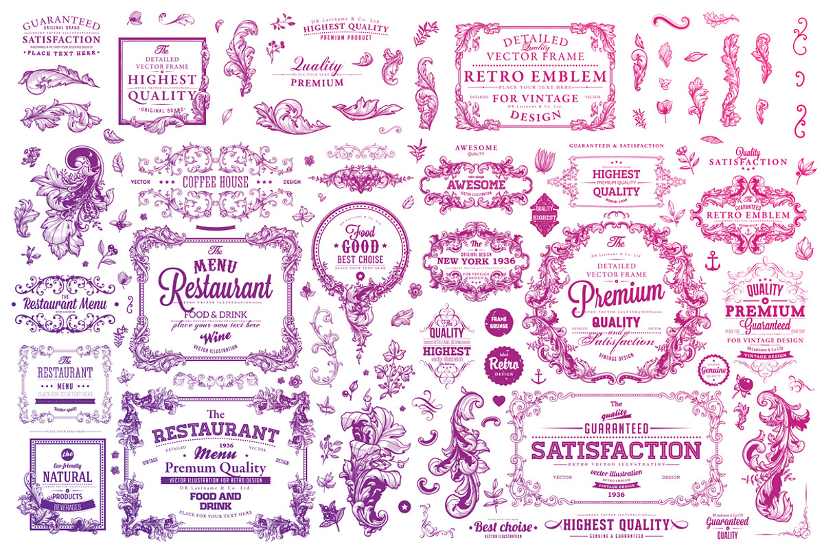 600+ Vintage Frames and Emblems, a Decorative Illustration by Anna Ozerina (Photo 2 of 11)