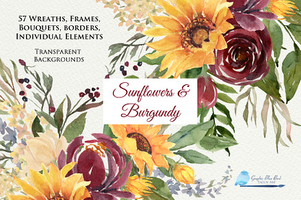 Sunflowers and Burgundy Flowers