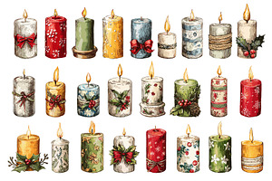 Christmas decorated candles, a Decorative Illustration by Ksania
