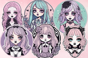 Pastel Goth Dolls Stickers