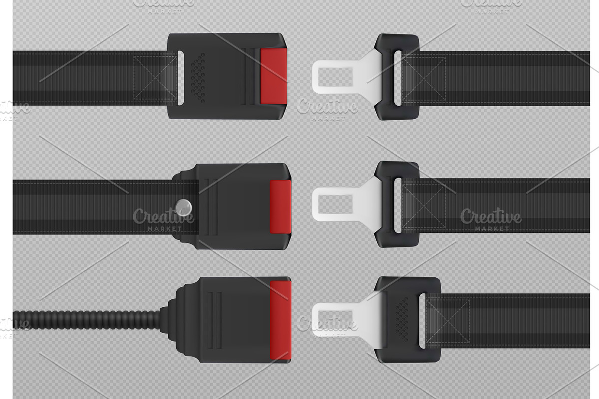 Modern seatbelts set on transparent, a Transportation Illustration by art PVP - market