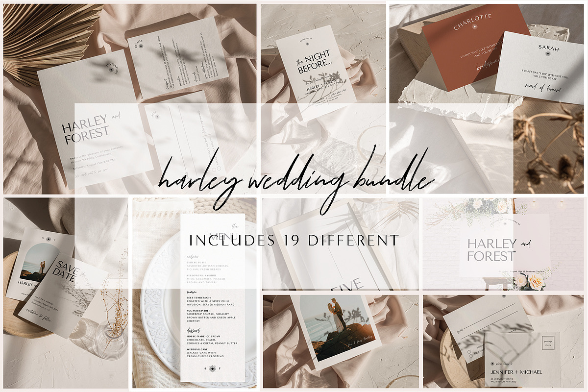 Modern Boho Wedding Bundle CANVA, an Invitation Template by StudioVonBraitenberg (Photo 1 of 13)