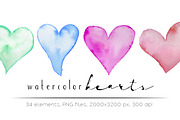 Watercolor hearts - 34 elements, an Object Graphic by Jeanina Vlad (Thumbnail 1 of 4)
