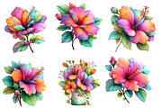 Whimsical Spring Hibiscus Flowers, an Illustration by Designworld (Thumbnail 3 of 7)