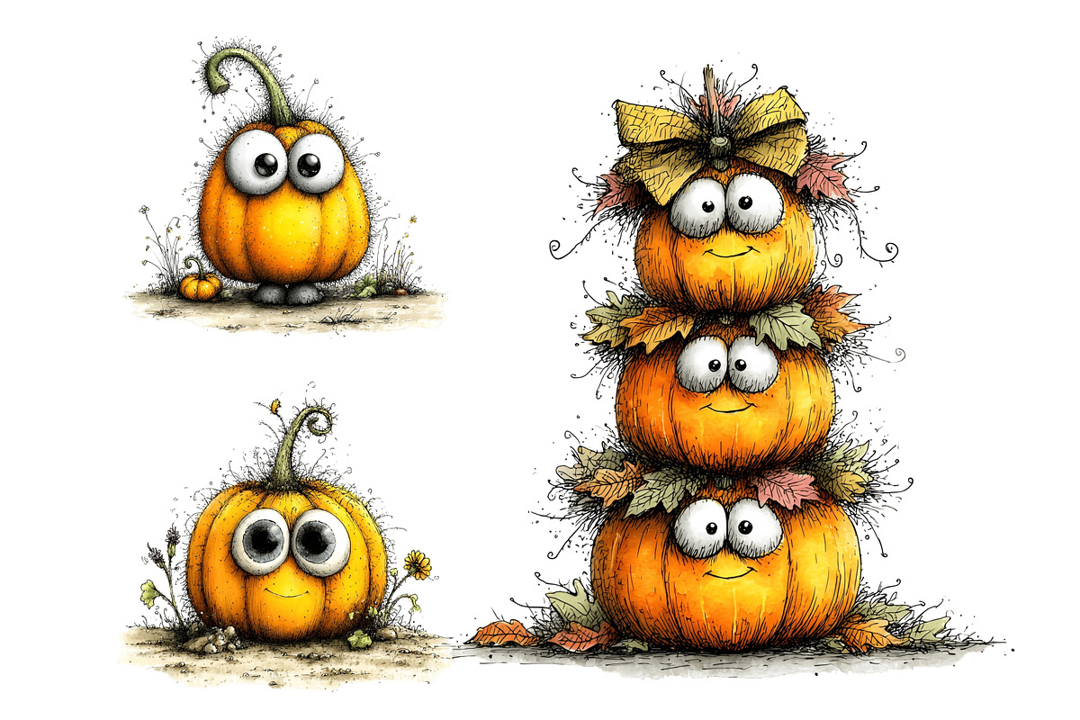 Quirky Pumpkin PNG Clipart, a Seasonal Illustration by Nicolle's Colorful Art (Photo 4 of 4)