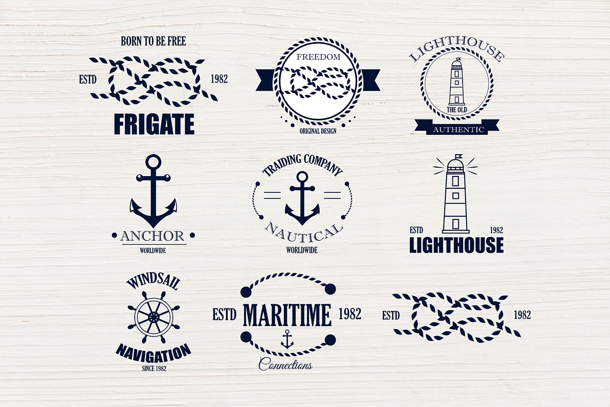 Nautical Marine Element Badges Logos, a Decorative Illustration by Iryna Danyliuk (Photo 3 of 5)