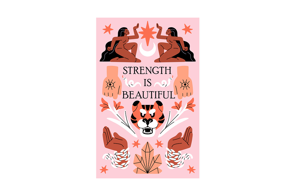 Woman power boho cards, posters set, a Decorative Illustration by PaperTrident (Photo 7 of 7)