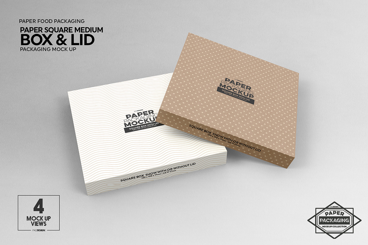 Medium Square Paper Box&Lid Mockup, a Cups & Container Mockup by INCDesign (Photo 4 of 7)