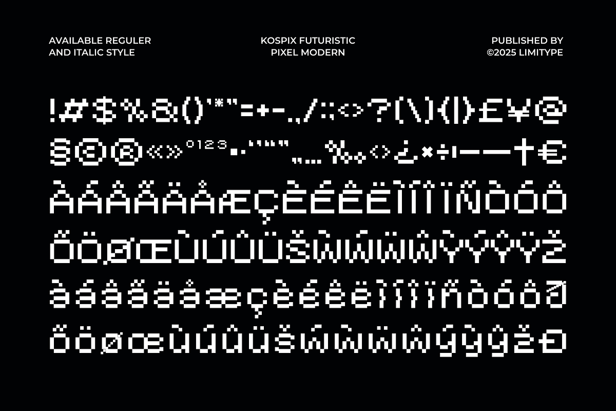 Kospix - Pixel Font, a Sans Serif Font by limitype (Photo 10 of 15)