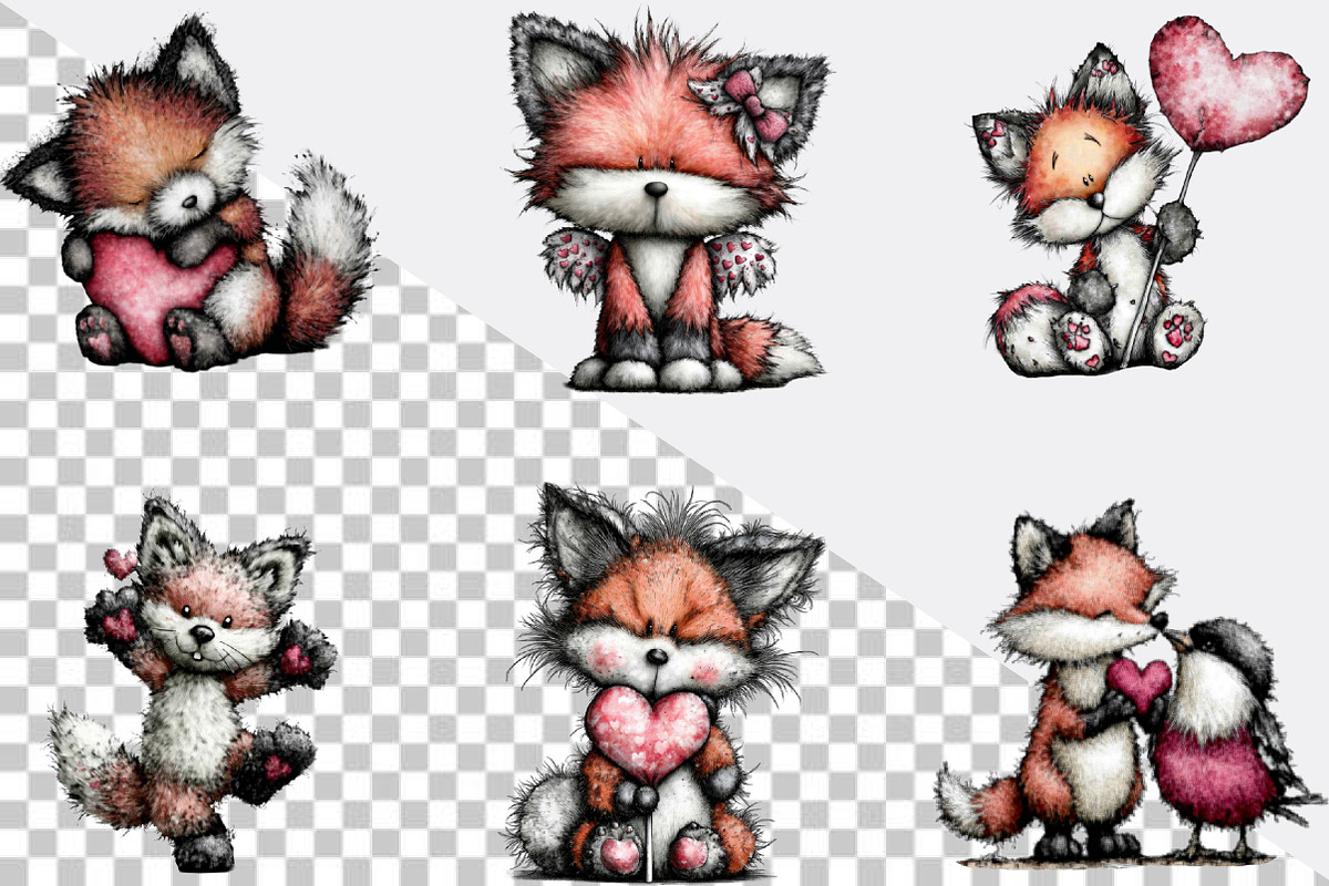 Valentine Valentine Fox Clipart Bund, an Illustration by SVGArt (Photo 4 of 8)