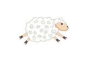 Happy cartoon sheep running and, an Animal Illustration by Toltemara