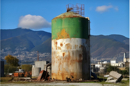 Demolition works dilapidated green, an Industrial Photo by Ylivdesign