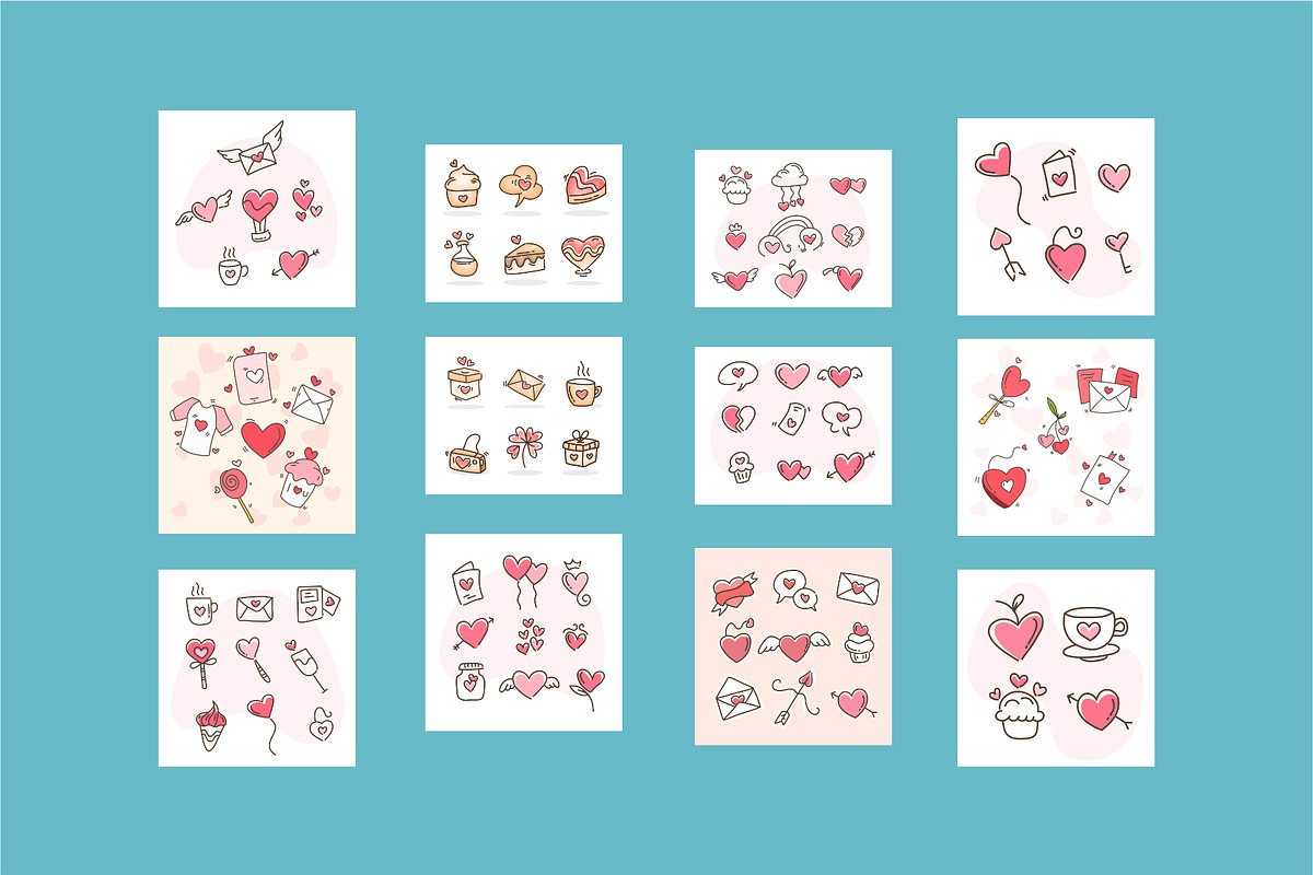 valentines doodle set bundle, a Decorative Illustration by foxndeer (Photo 3 of 4)