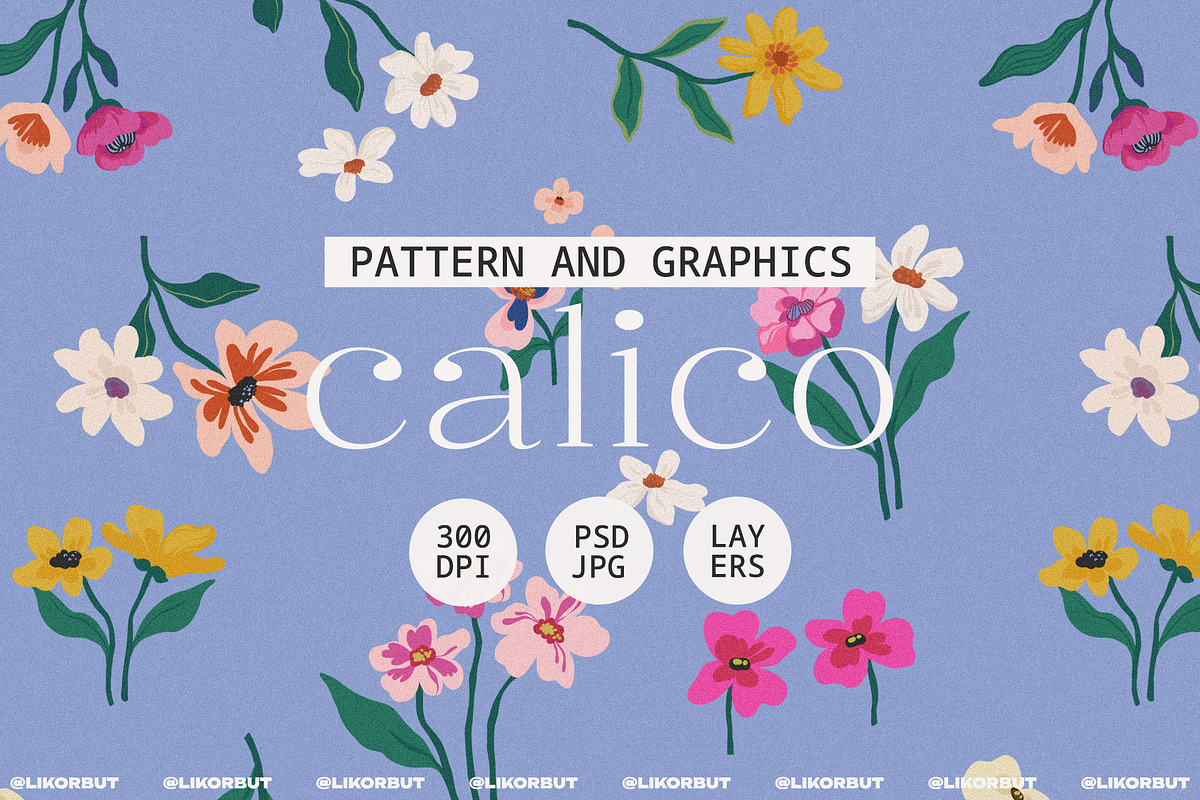 Naive Matte Gouache Floral Pattern, a Pattern Graphic by likorbut (Photo 1 of 14)