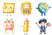 Kawaii School Character Stickers, a Seasonal Illustration by CitraGraphics (Thumbnail 4 of 5)