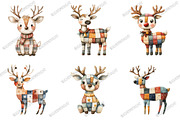 Whimsical Patchwork Reindeer Clipart, an Illustration by designcity5 (Thumbnail 3 of 5)