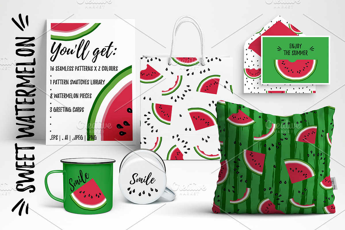 Watermelon patterns & more, a Background Graphic by NKTN graphics (Photo 1 of 7)