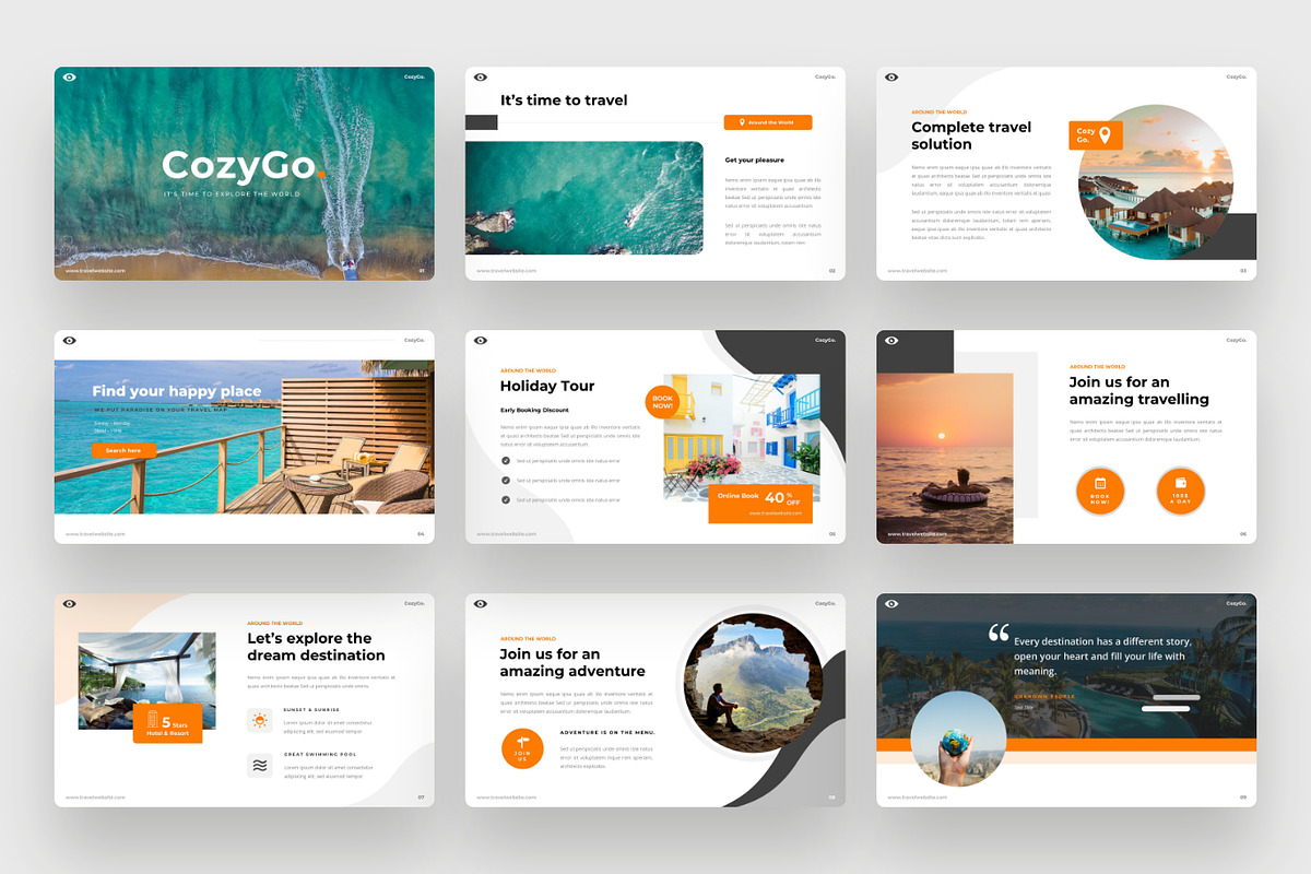 CozyGo Tours & travel Google Slides, a Presentation Template by BeadyLab (Photo 2 of 6)
