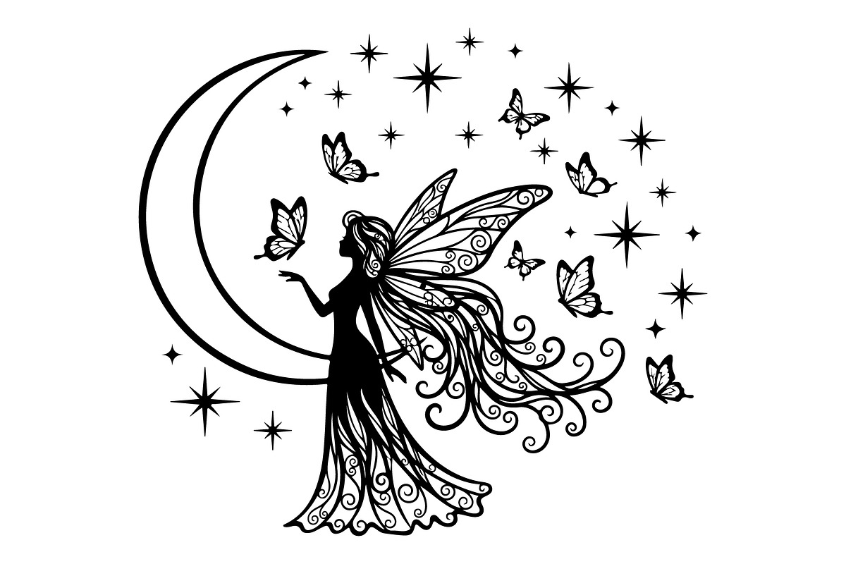 Fairy Moon Butterfly Silhouette, an Object Illustration by Gaye Art (Photo 27 of 31)