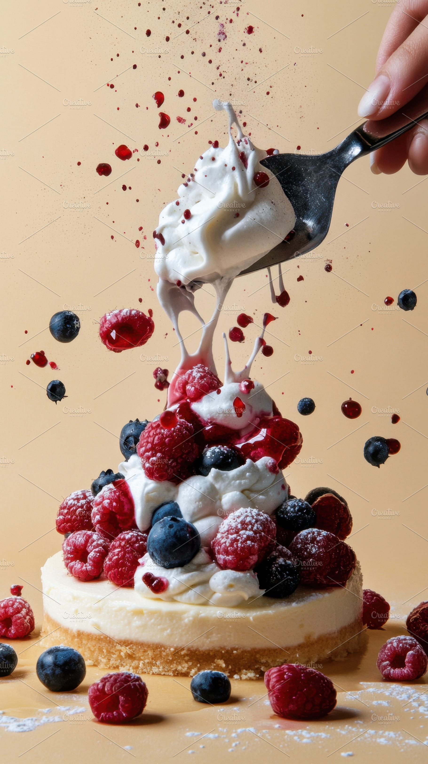 Decadent dessert with fresh berries, a Photo by Beautiful things