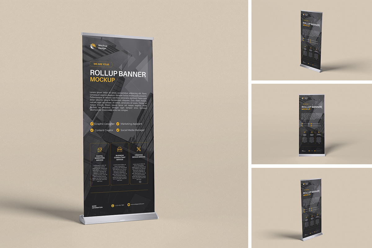 Roll Up Banner Mockup, an Advertising Mockup by xavier_studio (Photo 1 of 5)