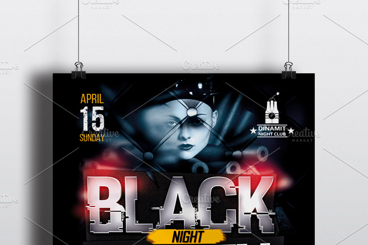 Black Night Party Flyer Template, a Flyer Template by Malaxay (Photo 2 of 2)