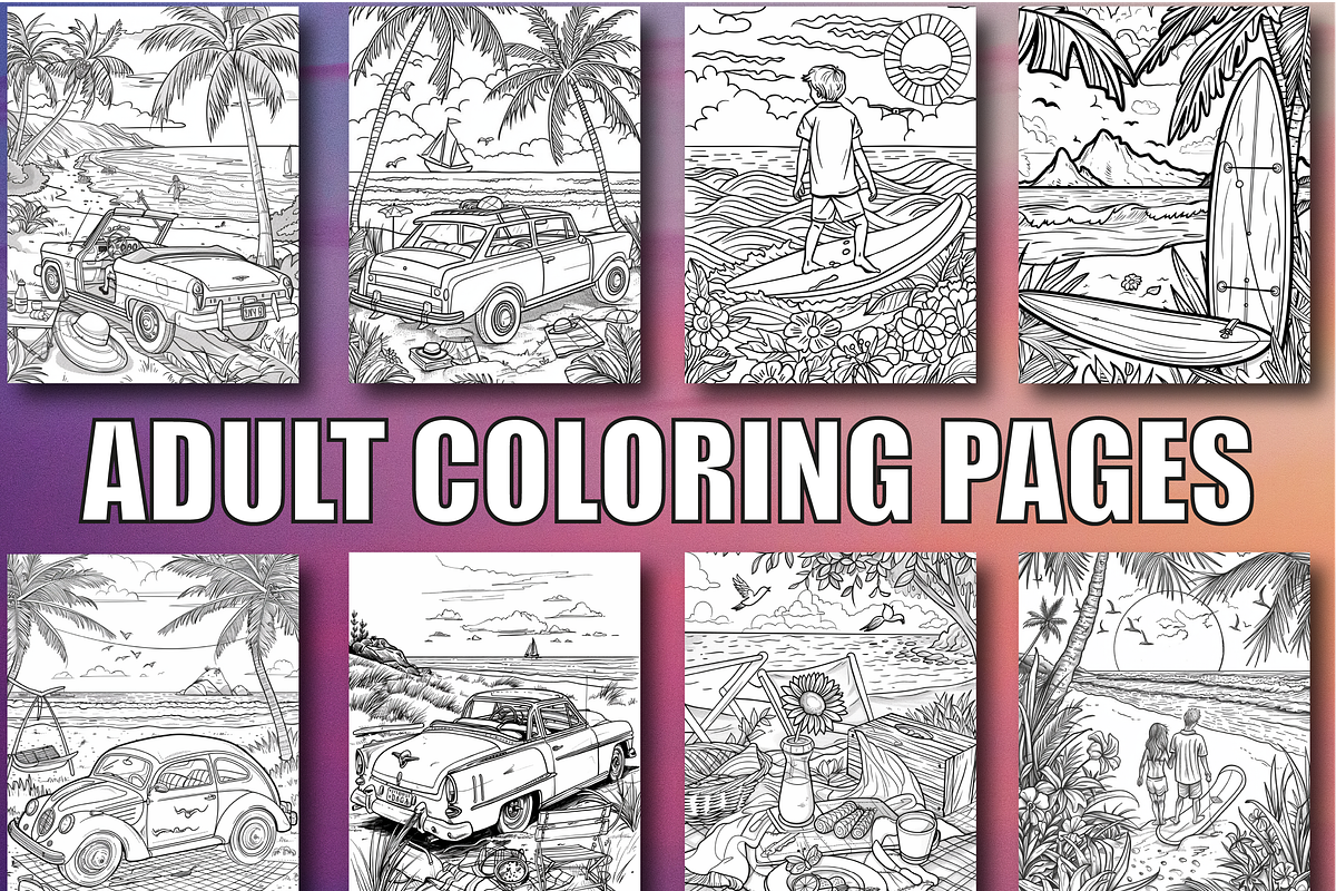 Summer Coloring Pages For Adults, a Seasonal Illustration by Design Zone (Photo 4 of 7)