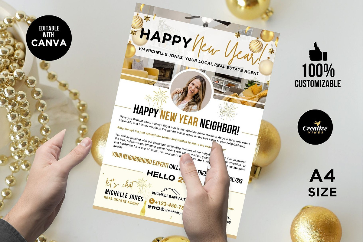 2026 New Year Real Estate Flyer, a Flyer Template by CreativeVinesStore (Photo 3 of 5)