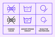Laundry Symbols | Line icons, an Outline Icon by Abstracto-Create (Thumbnail 2 of 7)