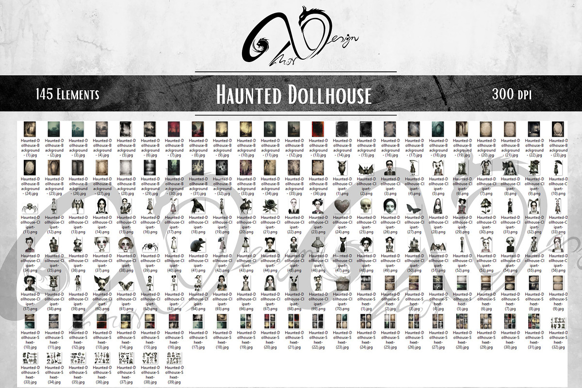 Haunted Dollhouse: Gothic Clipart, a Seasonal Illustration by NiiiNArt (Photo 7 of 7)