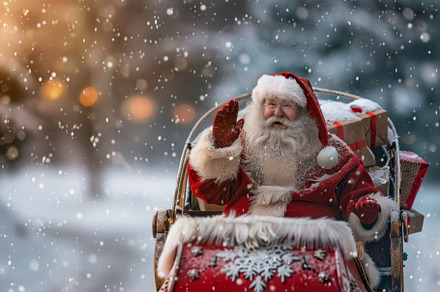 Santa Claus, dressed in traditional, a Photo by Tanuart