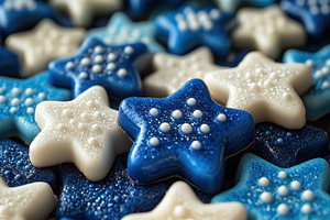 Colorful star-shaped confectionery i, a Photo by Tanuart
