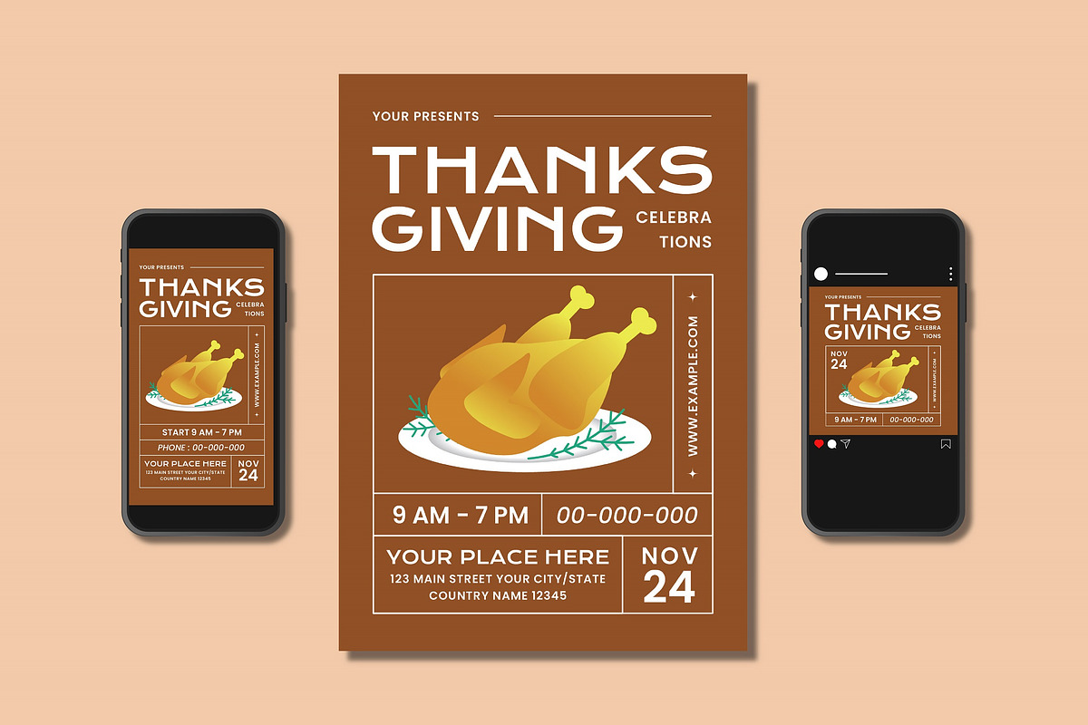 Thanksgiving Flyer Set, a Flyer Template by Patria Ari (P4tcreativa) (Photo 1 of 4)