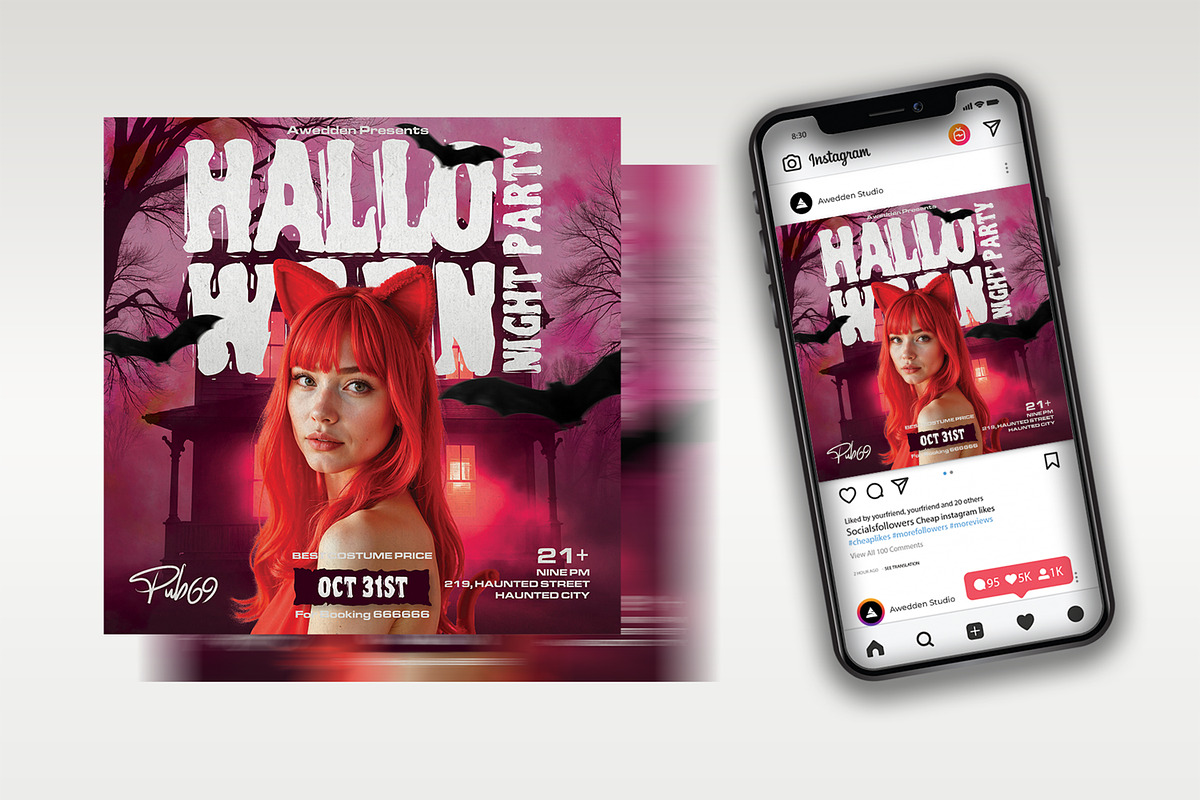 Halloween Night Party Flyer Template, a Flyer Template by Posterfello (Photo 3 of 4)