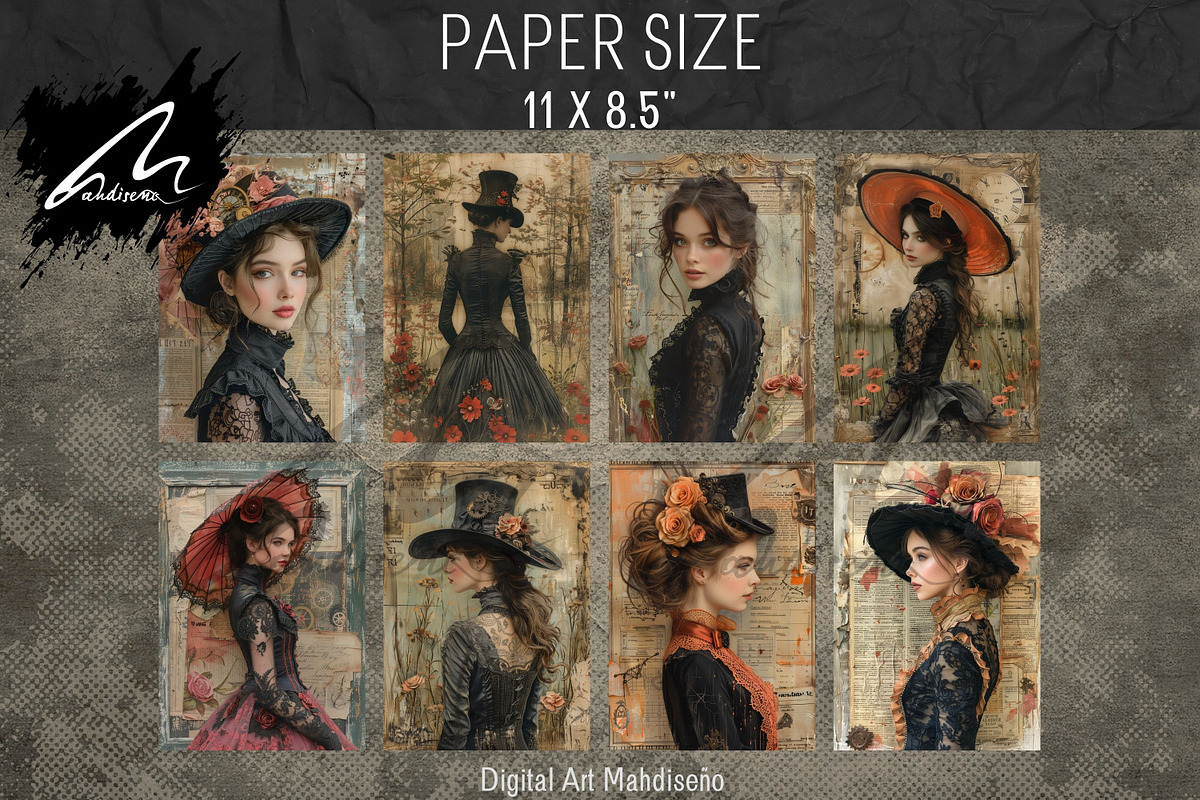Victorian Girl Junk Journal Pages, a Person Illustration by Digital Art Mahdiseño (Photo 4 of 10)
