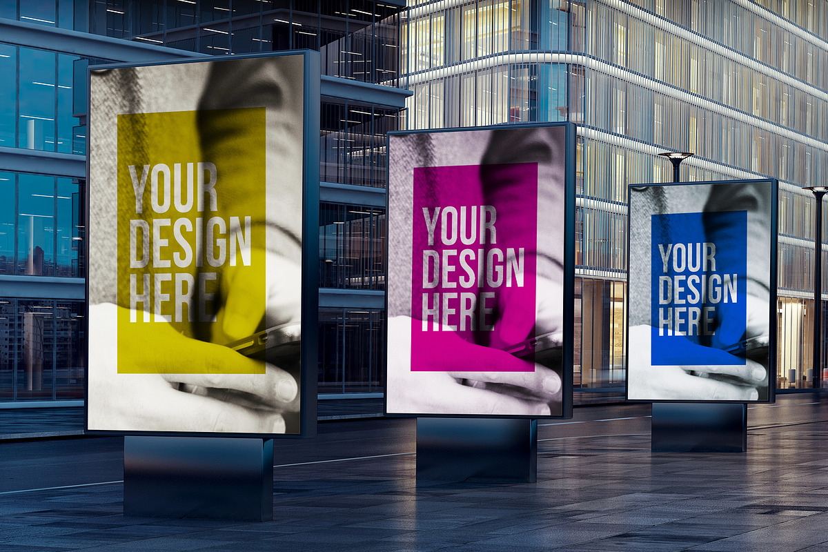 3 advertising billboard mock up, a Print Template by McLittle Stock