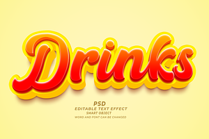 Drinks PSD 3D Editable Text Effec