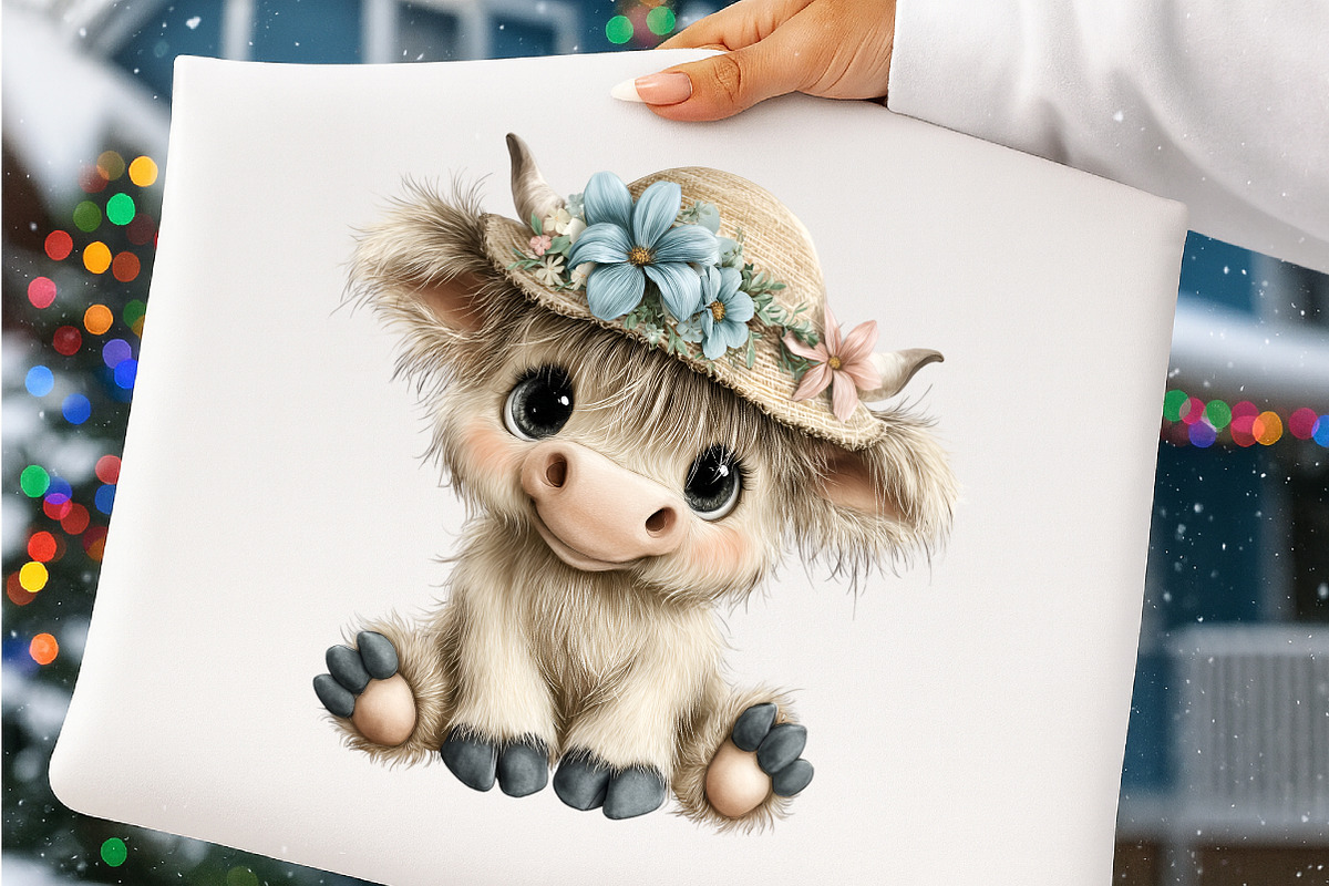 Watercolor Summer Highland Cow Png, an Illustration by SinaCreation (Photo 6 of 8)