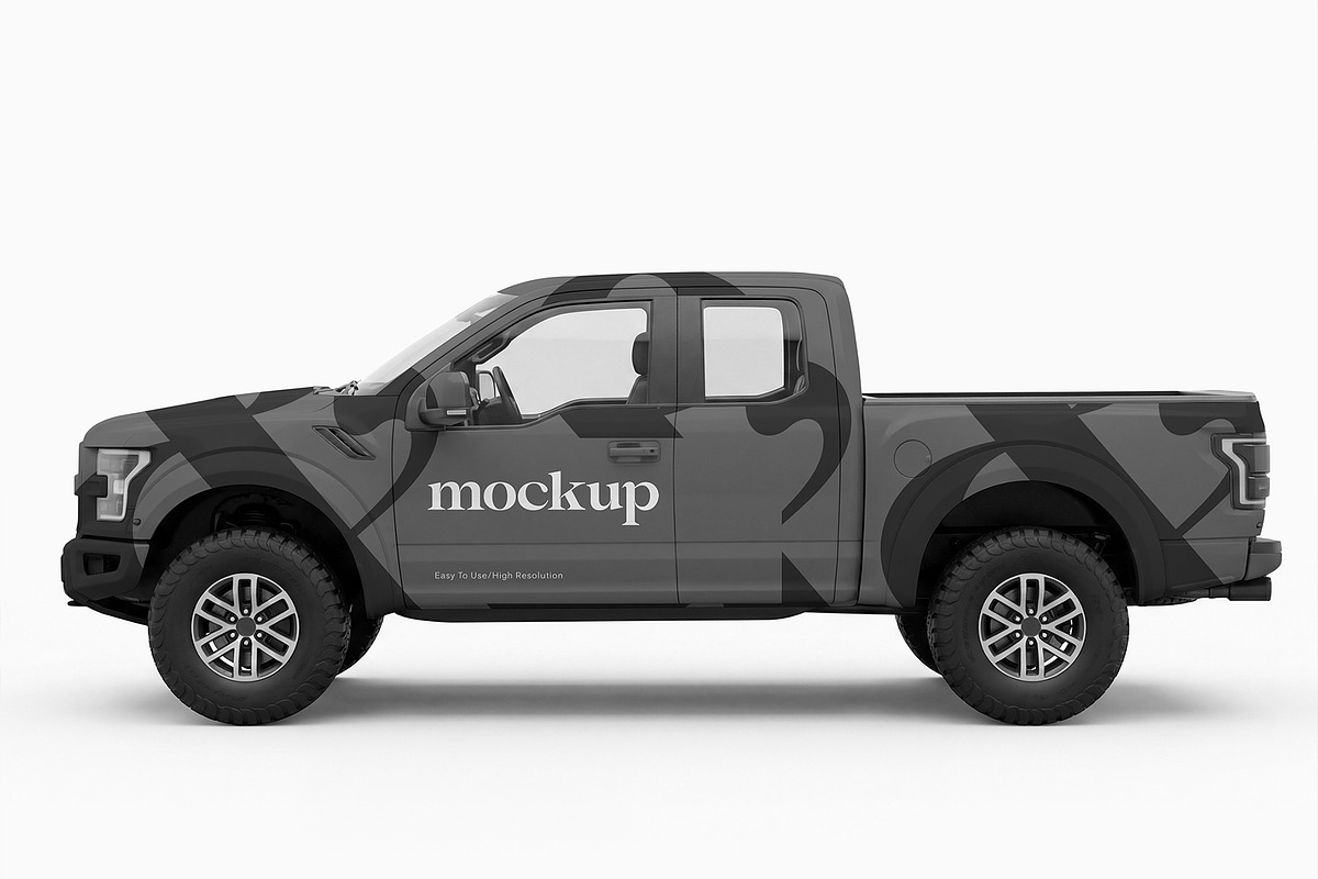 Pickup Truck Side View Wrap Mockup, an Advertising Mockup by graphypix (Photo 4 of 4)