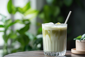 Iced matcha with straw on summer, a Food & Drink Photo by MistyDay