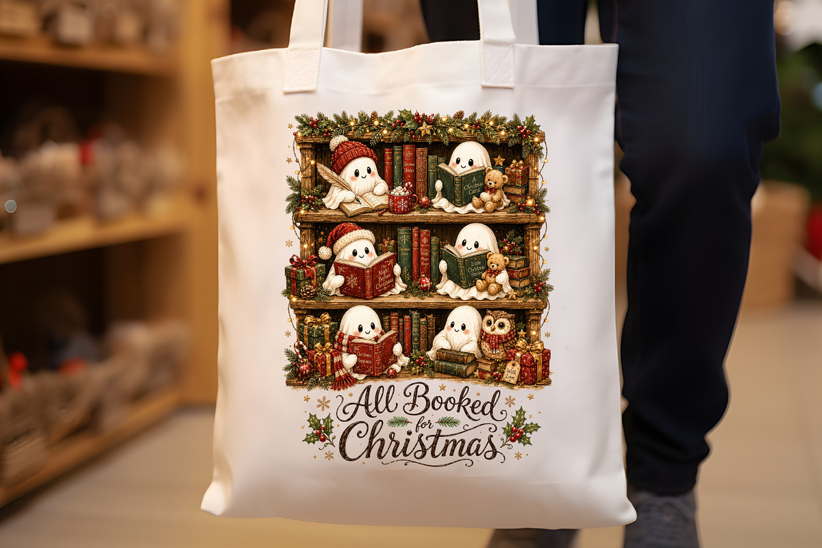 Cute Ghosts Reading for Christmas, a Seasonal Illustration by Sublimation Artist (Photo 8 of 9)