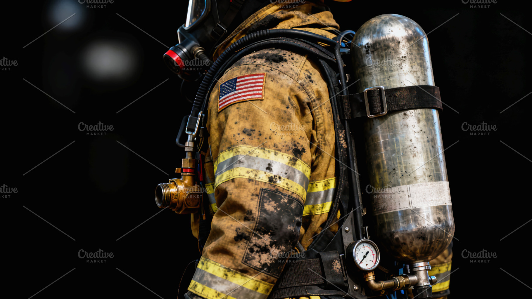 Firefighter with self-contained brea, an Industrial Photo by Perpis