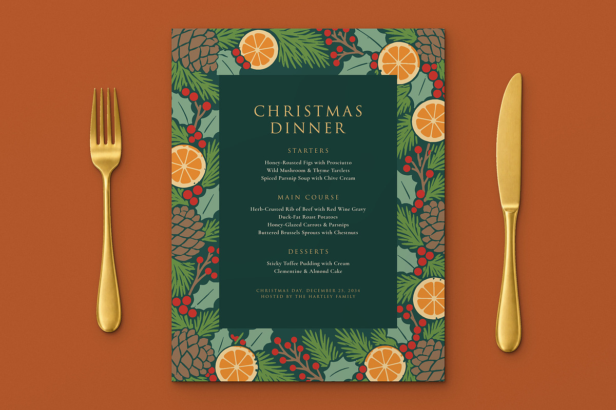 Evergreen Christmas Dinner Menu, a Flyer Template by BrandPacks (Photo 2 of 6)