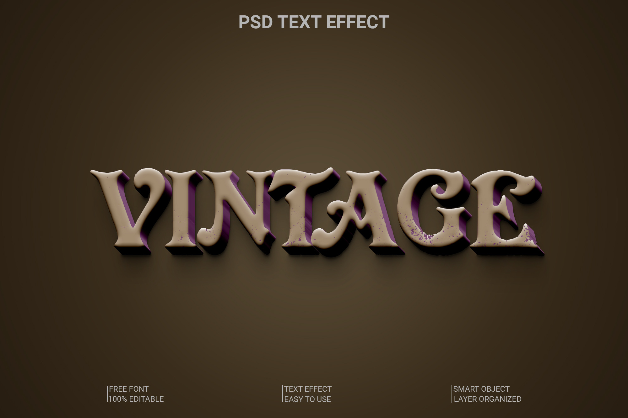 Vintage 3D Text Effect PSD, a Layer Style Add-On by Imamul001