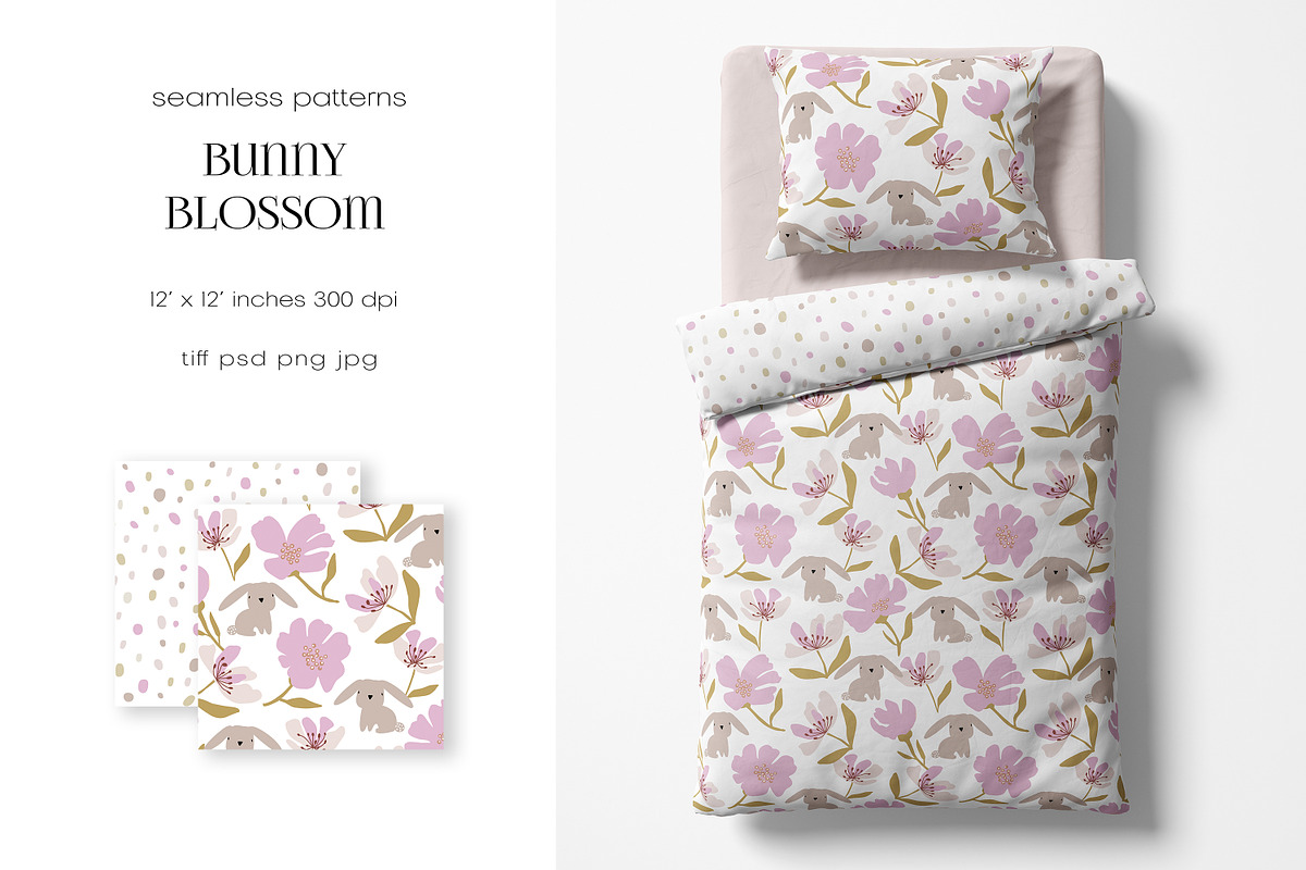 Bunny Blossom – Patterns Collection, a Pattern Graphic by PROTEA Watercolor Studio (Photo 2 of 8)