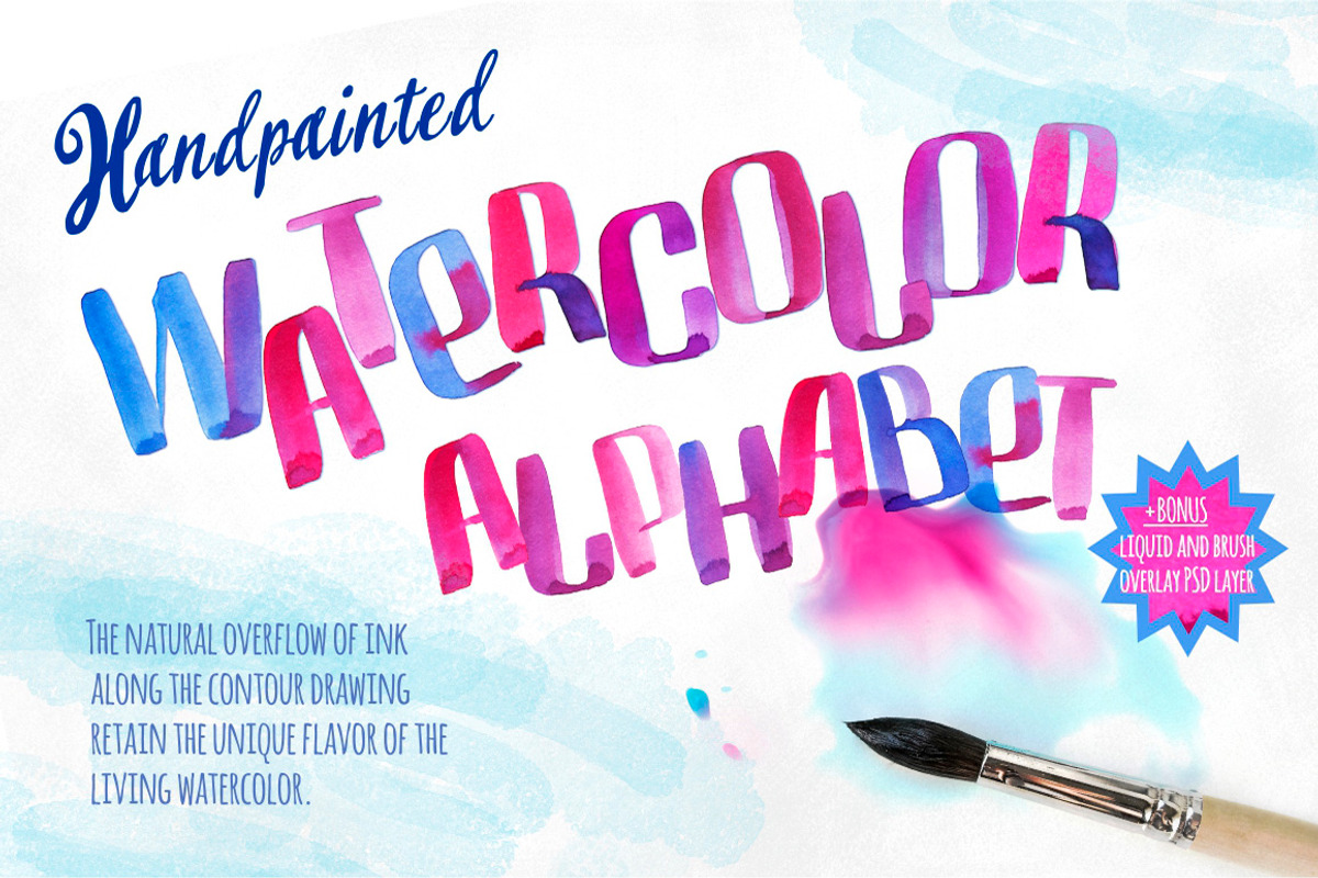 Handpainted Watercolor Alphabet, an Illustration by Seamless and more stuff (Photo 1 of 3)
