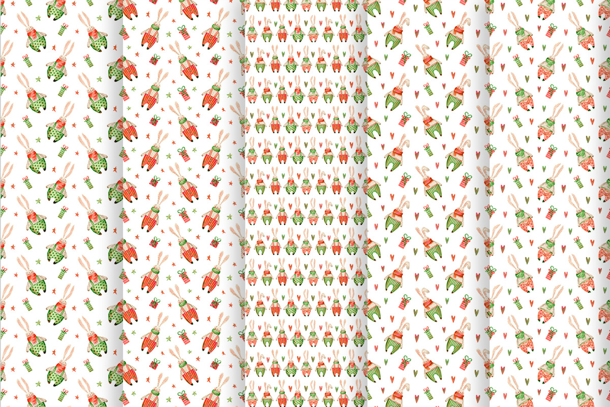 Winter bunnies patterns., a Decorative Illustration by Anna Kopylova (Photo 2 of 4)
