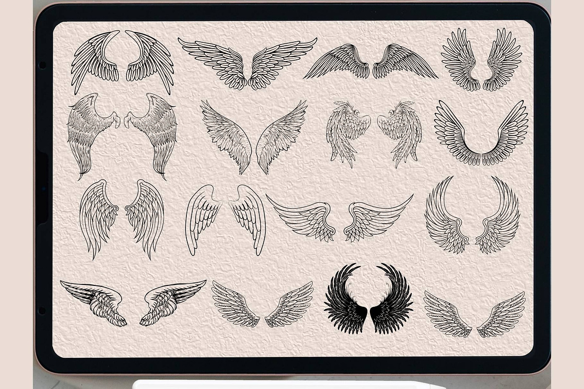 Angel Wings brush stamp PROCREATE, a Brush Add-On by TaKong Magics (Photo 2 of 4)
