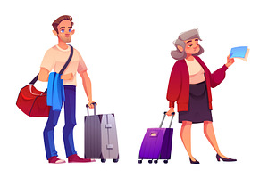 People travel with suitcase. Woman, a Person Illustration by art PVP - market